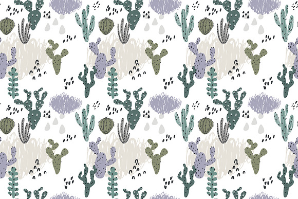 Hand Drawn Cacti pattern, card in Patterns - product preview 3