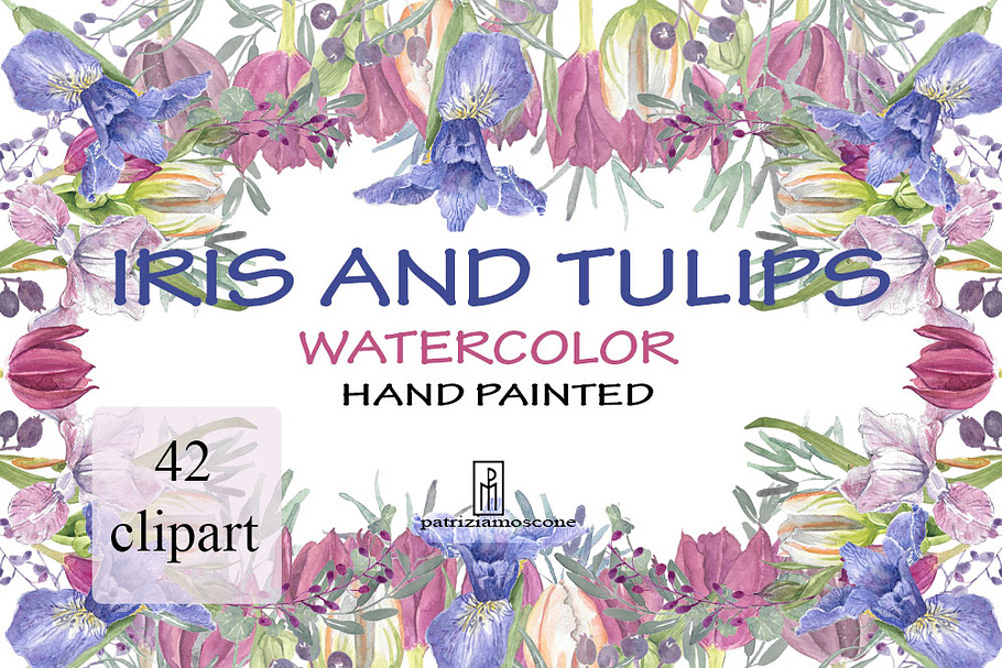 Iris and tulips in Illustrations - product preview 8