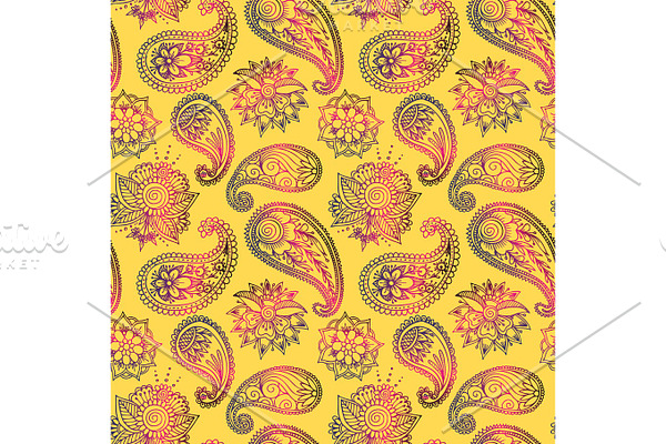 Mehendy golden flower seamless pattern design vector illustration floral bacground