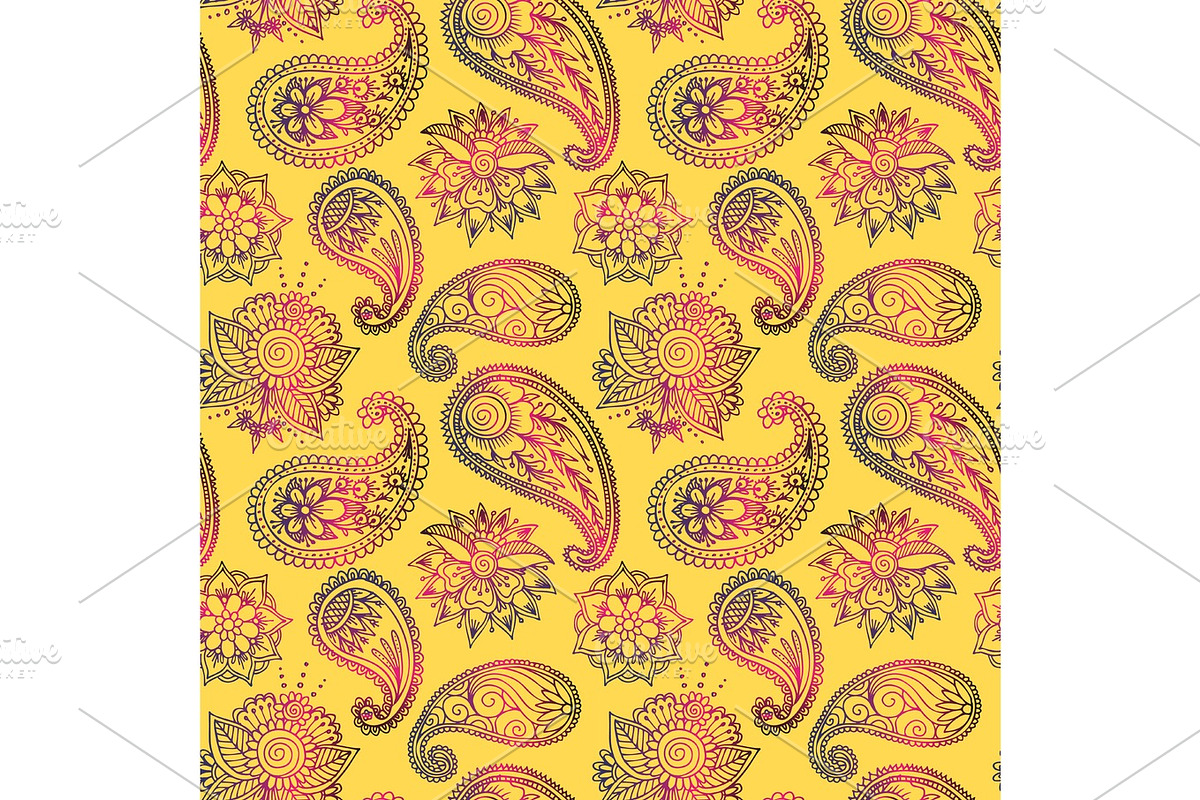Mehendy golden flower seamless pattern design vector illustration floral bacground in Illustrations - product preview 8