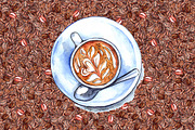Coffee drink beans seamless pattern