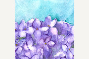 Watercolor lilac floral composition