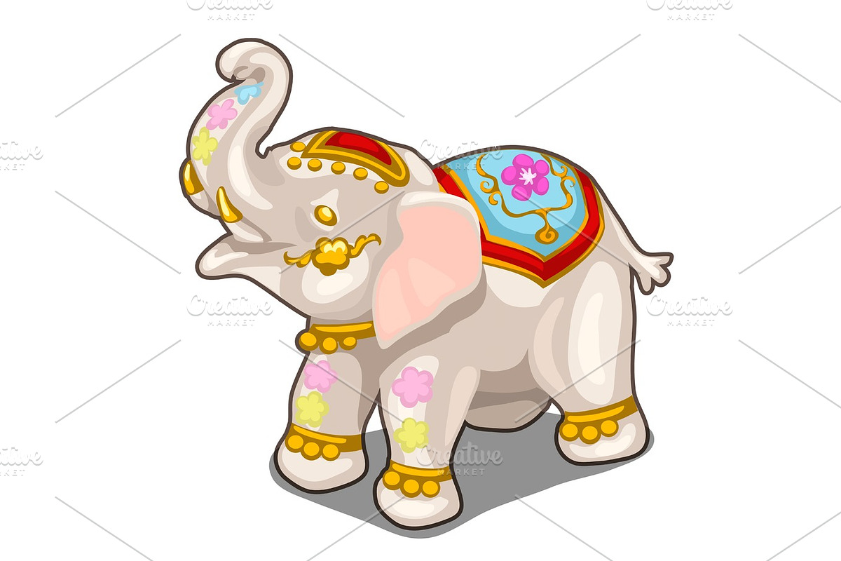 Figurine of Indian white elephant. Vector isolated in Illustrations - product preview 8