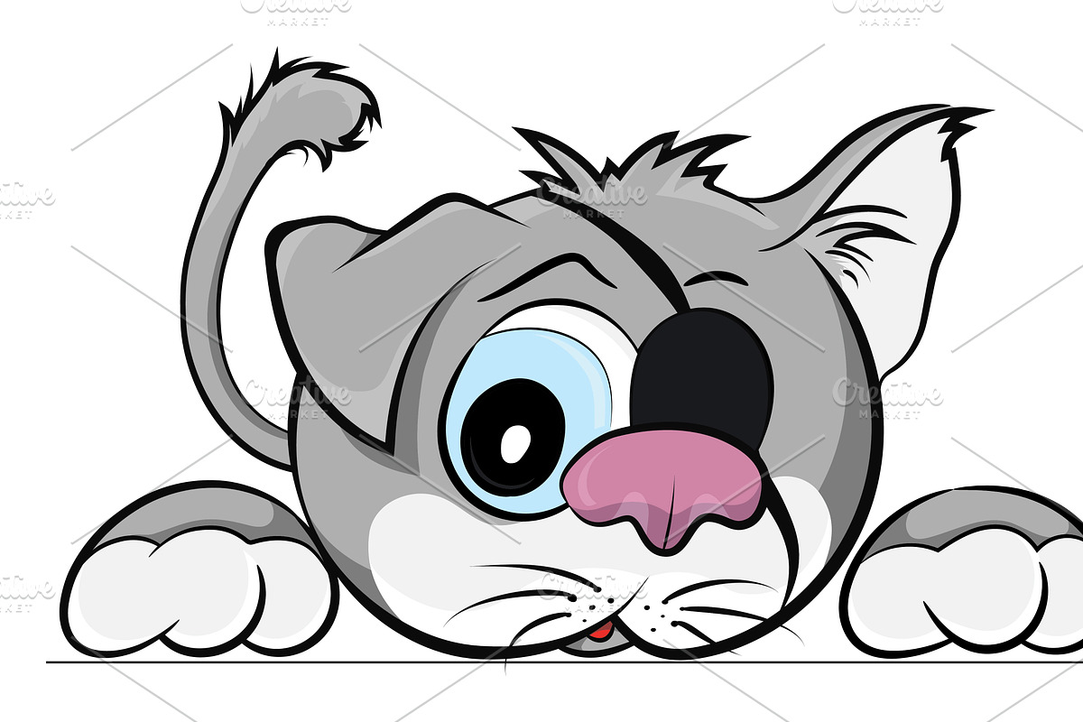 One-eyed kitten, vector illustration in Illustrations - product preview 8