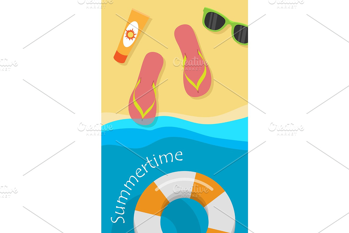 Summertime Vector Concept in Flat Style Design in Objects - product preview 8