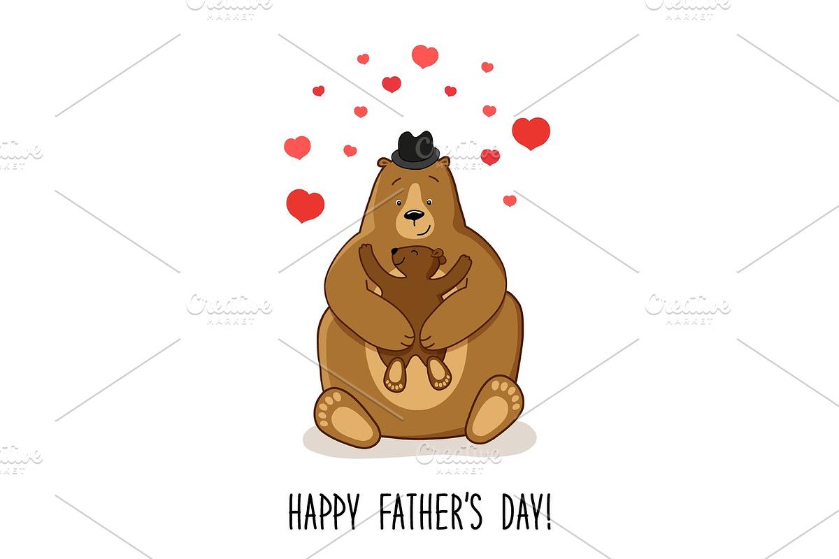 Cute Father's Day card with Dad Bear and his baby in Objects - product preview 8