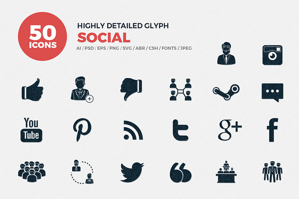 Glyph Icons Social Media Set