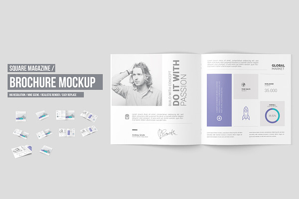 Square Brochure / Magazine Mockup