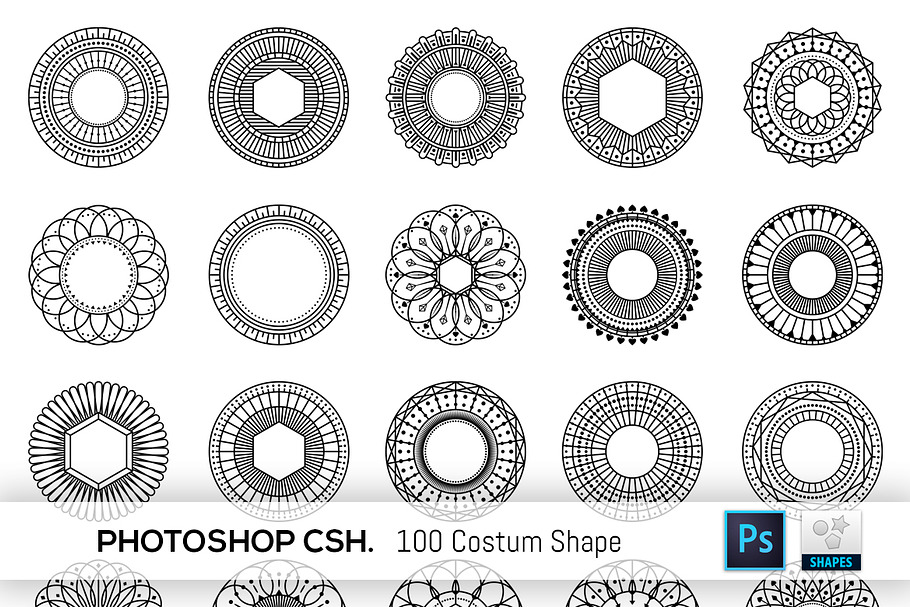 100 Geometric Costum Shapes - CSH in Photoshop Shapes - product preview 8