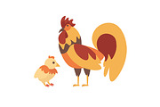 Cock and Chicken. Vector