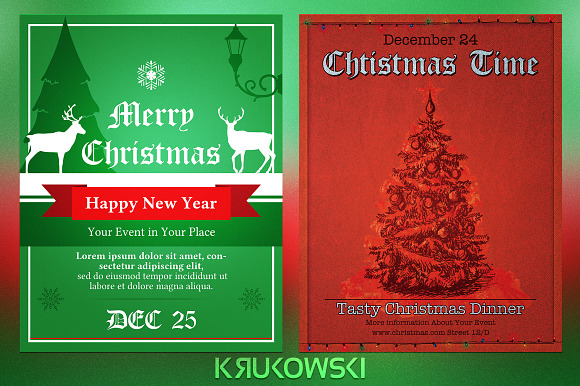 Vintage Christmas Flyers Bundle in Flyer Templates - product preview 1