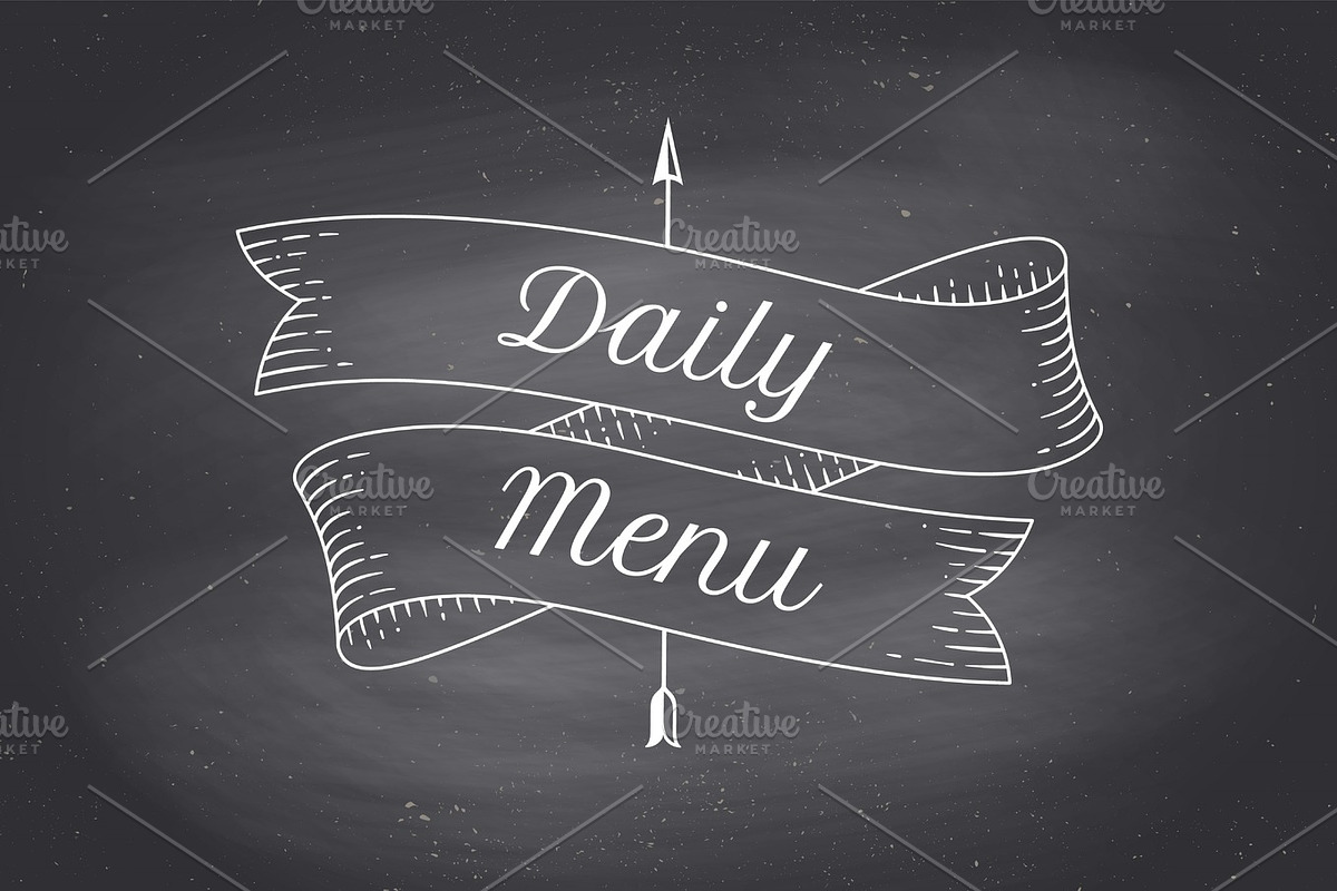 Old school vintage ribbon with text Daily menu in Illustrations - product preview 8