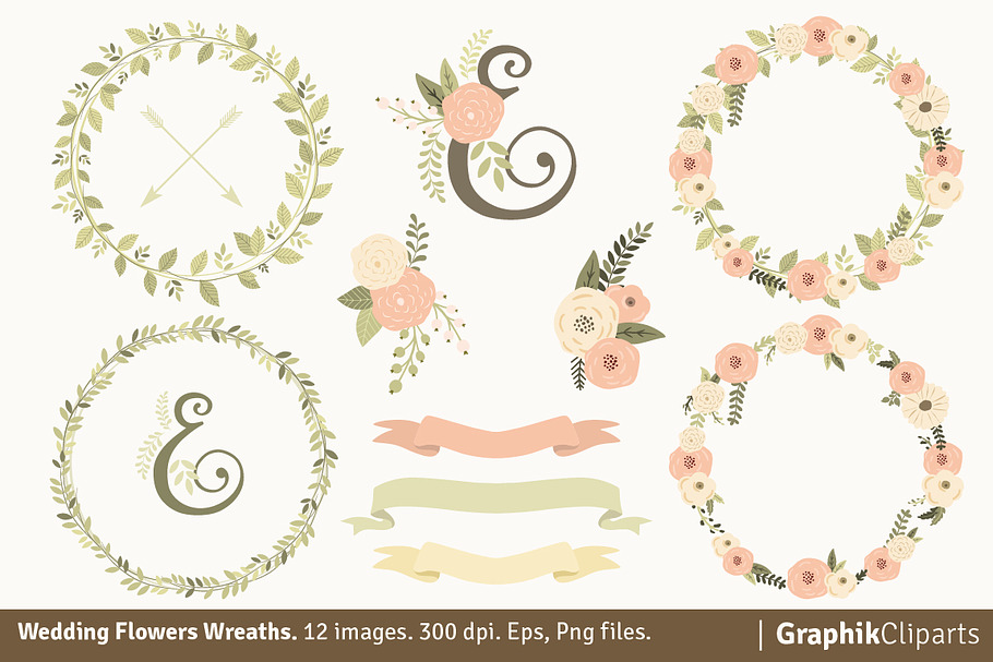 Wedding Flowers Wreaths in Illustrations - product preview 8