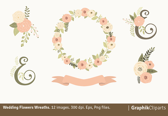 Wedding Flowers Wreaths in Illustrations - product preview 1