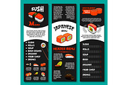 Japanese vector menu for sushi restaurant or bar