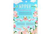 Summer time flowers vector floral poster