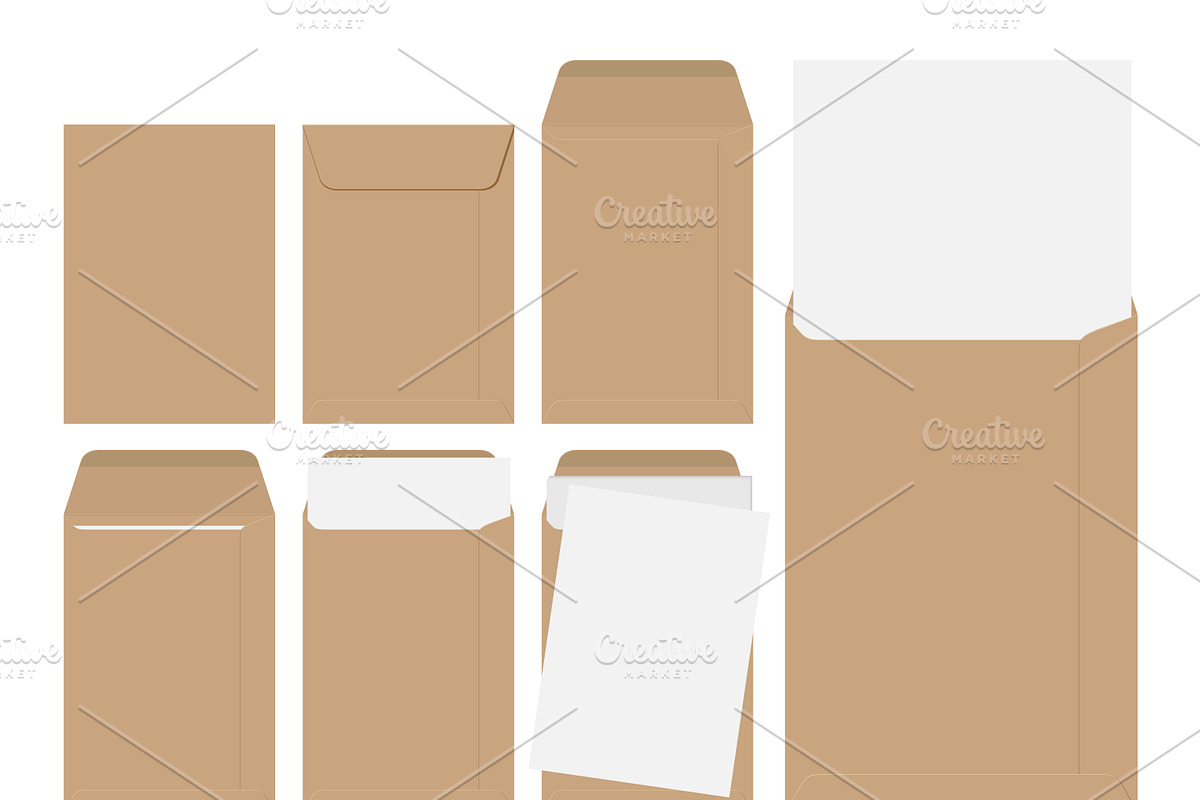 Vector brown envelopes with paper in Illustrations - product preview 8