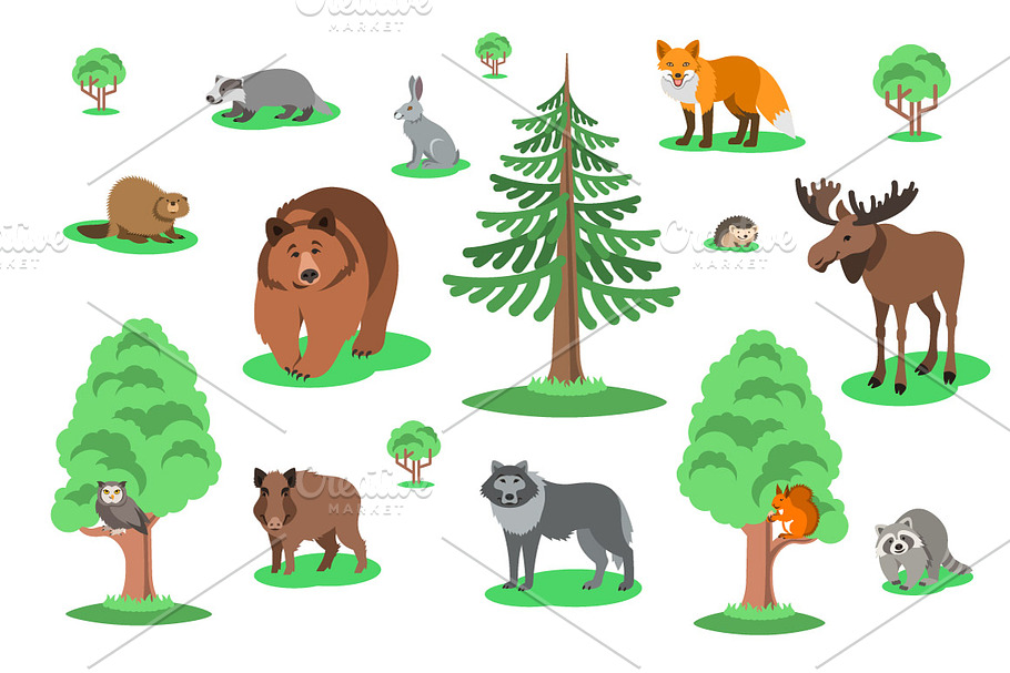 Cute forest animals cartoon in Illustrations - product preview 8