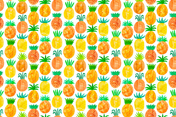 Watercolor pineapple set in Illustrations - product preview 3