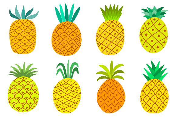 Watercolor pineapple set in Illustrations - product preview 5
