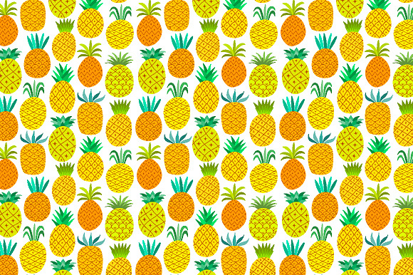 Watercolor pineapple set in Illustrations - product preview 6