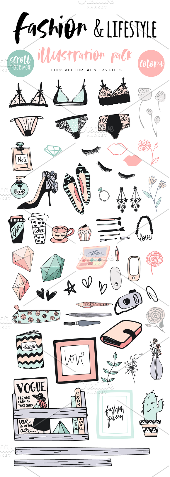 Fashion/Lifestyle illustration pack in Illustrations - product preview 1