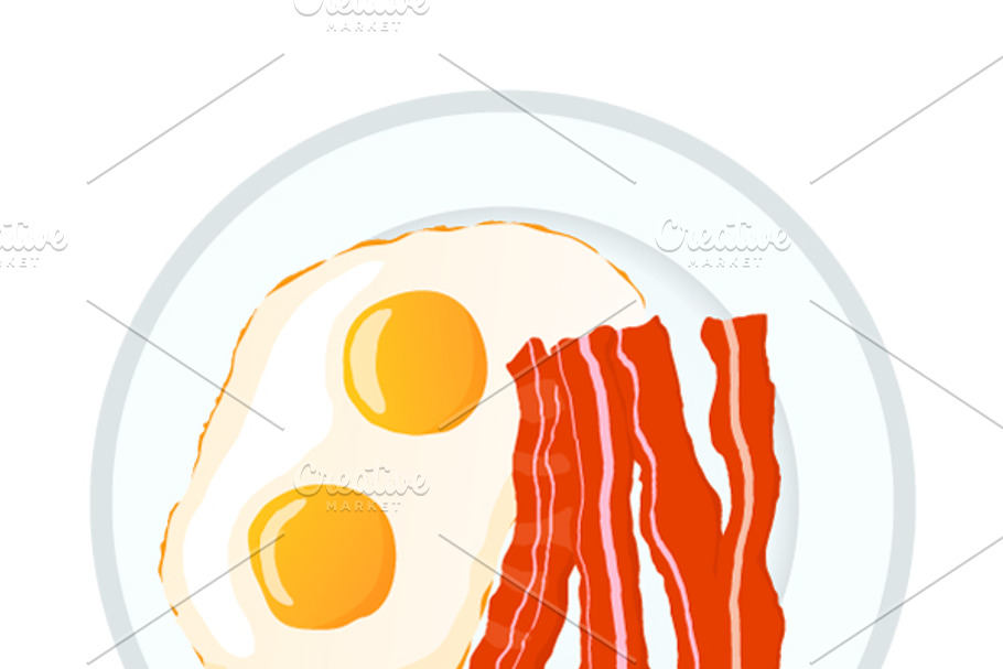 Fried eggs with bacon in Objects - product preview 8