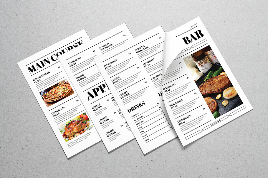Newspaper Style Food Menus in Templates - product preview 8