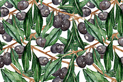 Olive oliva branch seamless pattern
