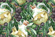 Olive oil branch seamless pattern
