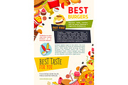 Vector poster for fast food burgers restaurant