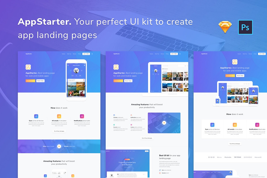 AppStarter: UI Kit for App Landings in UI Kits and Libraries - product preview 8