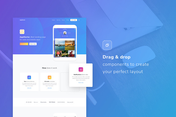 AppStarter: UI Kit for App Landings in UI Kits and Libraries - product preview 3