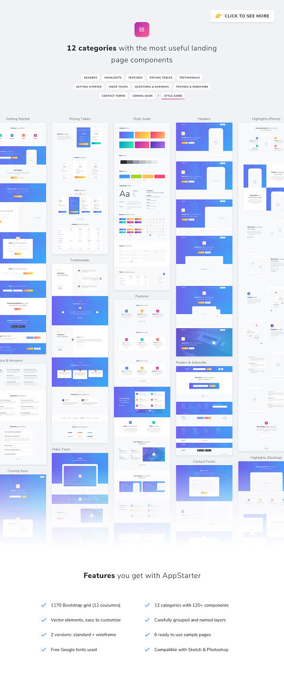 AppStarter: UI Kit for App Landings in UI Kits and Libraries - product preview 7