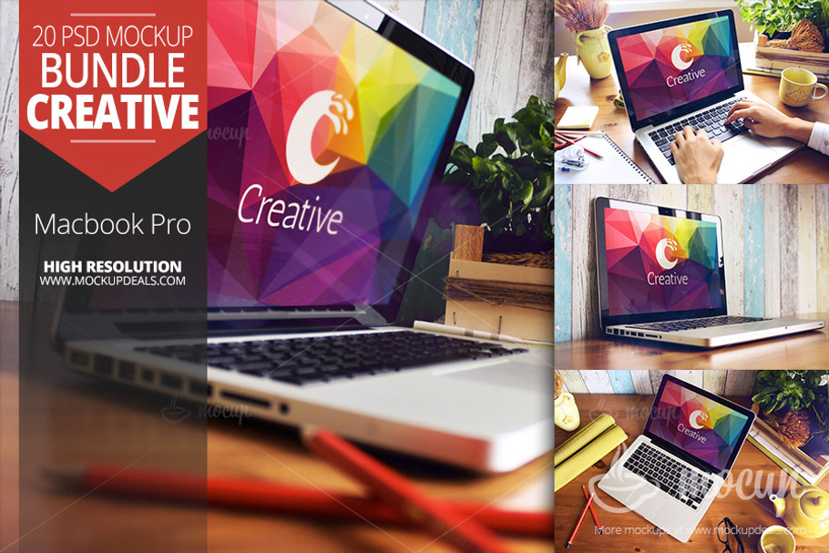 20 PSD Macbook Mockups set Creative in Mobile & Web Mockups - product preview 8