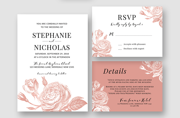 Rose Blush Roses Wedding Suite in Wedding Templates - product preview 1