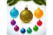 Set colorful christmas balls