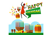 Greeting card for Kwanzaa with Africans woman.