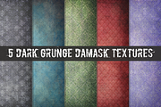5 Dark Grunge Damask Textures