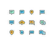 Speech bubble outline color icons