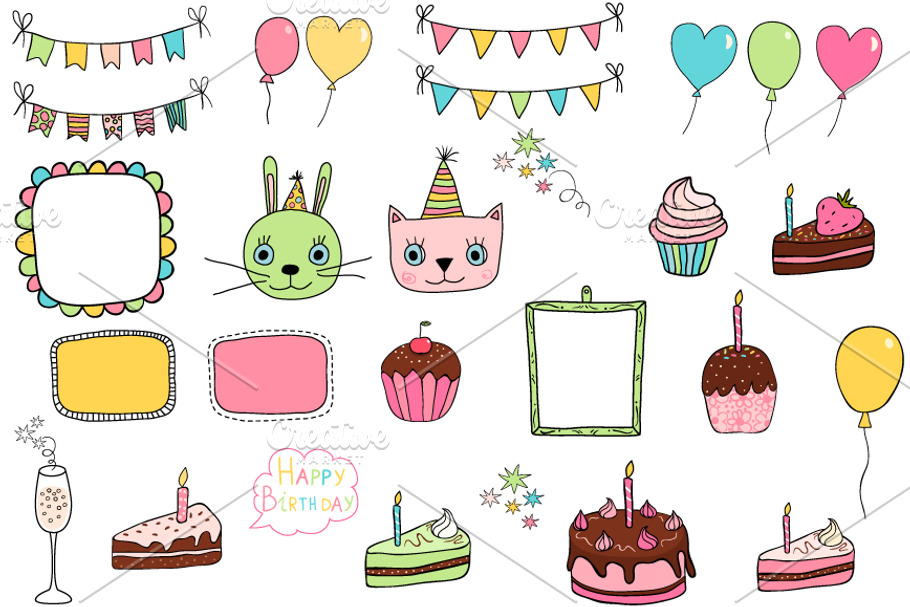 Cute birthday design element clipart in Graphics - product preview 8