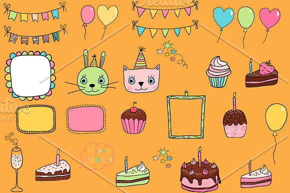 Cute birthday design element clipart in Graphics - product preview 1