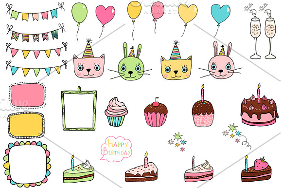 Cute birthday design element clipart in Graphics - product preview 2