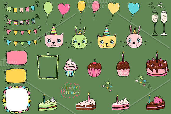Cute birthday design element clipart in Graphics - product preview 3