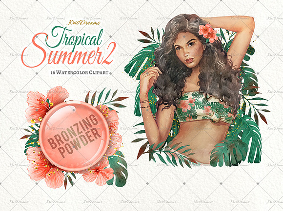 Tropical Summer 2 Clip Art Set in Illustrations - product preview 1