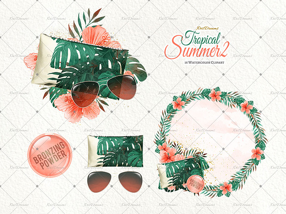 Tropical Summer 2 Clip Art Set in Illustrations - product preview 2