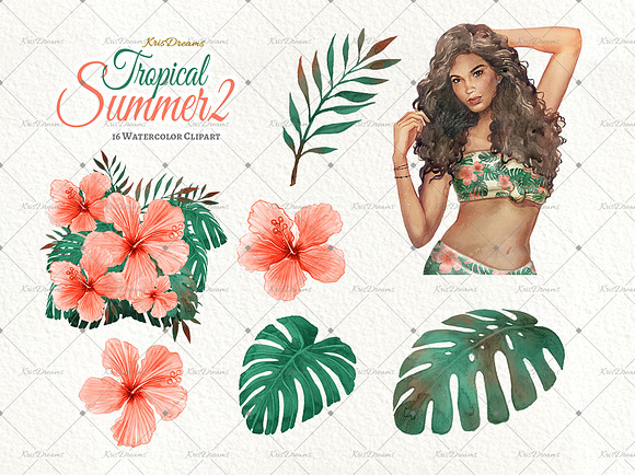 Tropical Summer 2 Clip Art Set in Illustrations - product preview 3