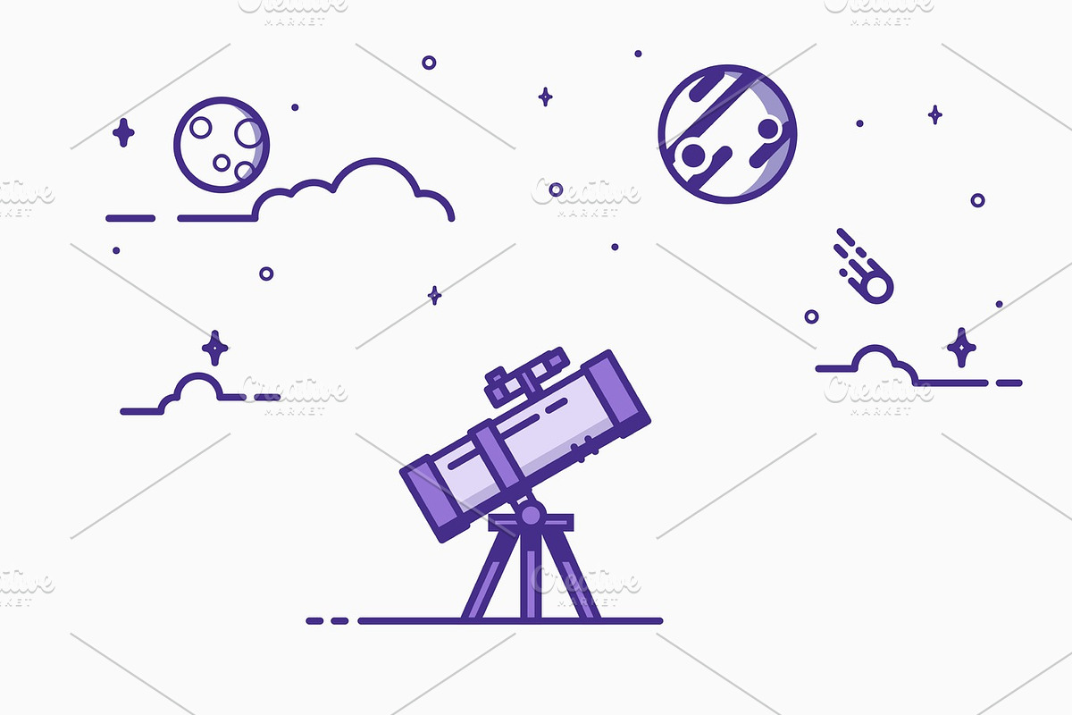 Telescope line illustration in Illustrations - product preview 8