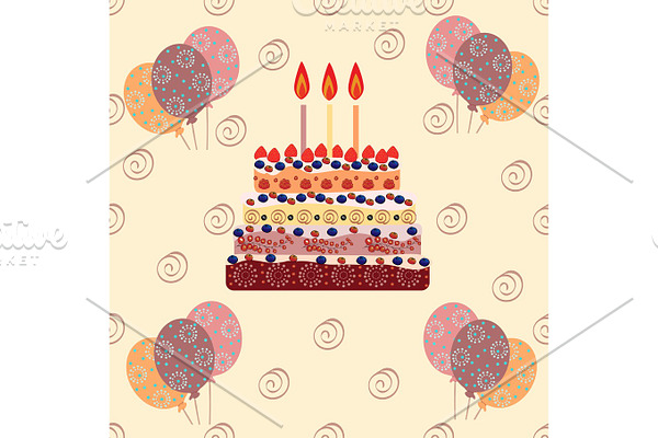 Birthday cake with three candles