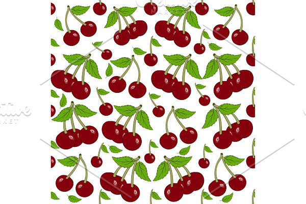 Seamless background with cherry berries.